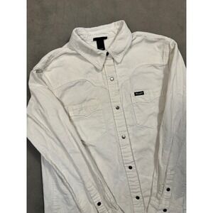 Wrangler Retro Mens Small Cream Corduroy Western Snap Button Down Shirt 11233650